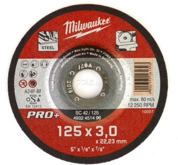 Մետաղական կտրող սկավառակ Milwaukee 125*3*22,23mm  