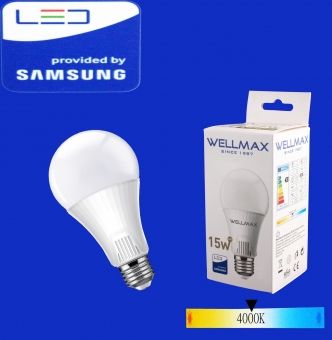 Էլ.լամպ LED Wellmax 15W neutral white (A65 E27 400 