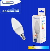 Светодиодная лампа Wellmax 6W теплый белый (C37 E14 3000K)