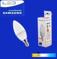 Светодиодная лампа Wellmax 8W теплый белый (C37 E14 3000K)